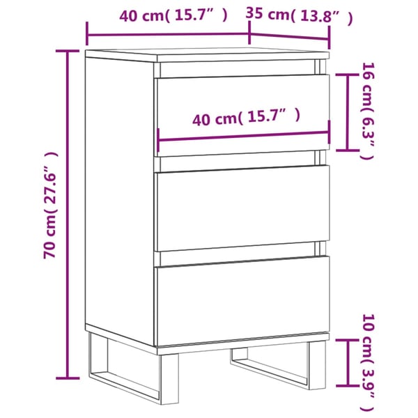 vidaXL Skjenk grå sonoma 40x35x70 cm konstruert tre