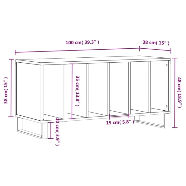 vidaXL vinylskab 100x38x48 cm konstrueret træ sort