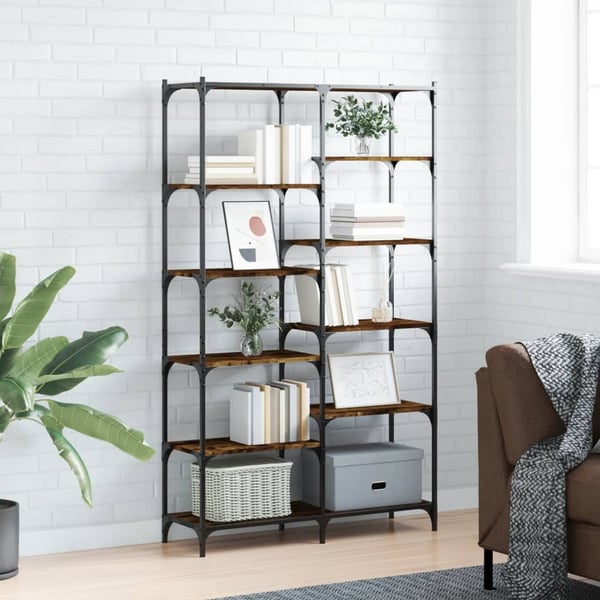 vidaXL bogreol 100x32x170 cm konstrueret træ og jern røget egetræ