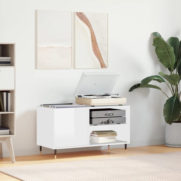 vidaXL vinylskab 85x38x48 cm konstrueret træ hvid højglans