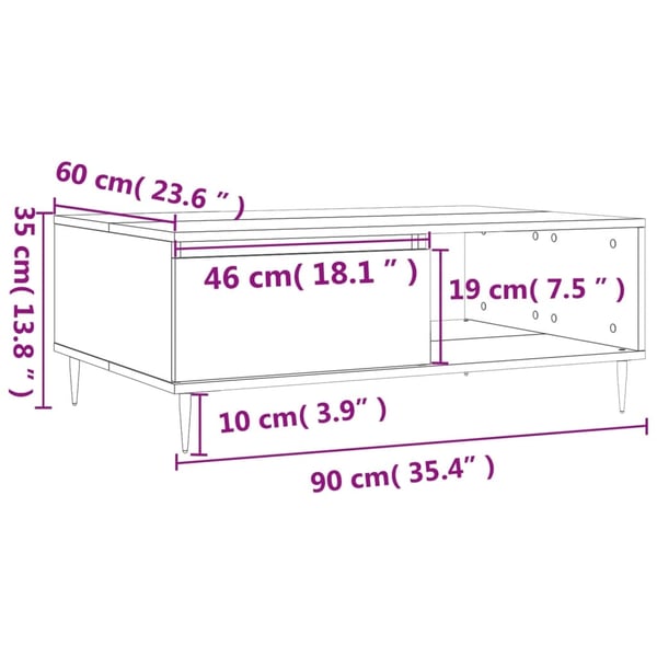 vidaXL Salongbord brun eik 90x60x35 cm konstruert tre