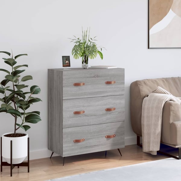 vidaXL Kommode grå sonoma 69,5x34x90 cm konstruert tre