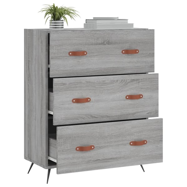 vidaXL Kommode grå sonoma 69,5x34x90 cm konstruert tre