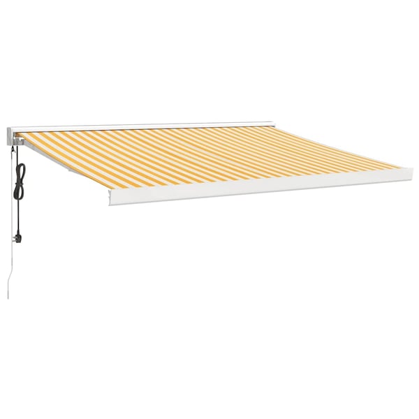 vidaXL Uttrekkbar markise gul og hvit 3,5x2,5 m stoff og aluminium