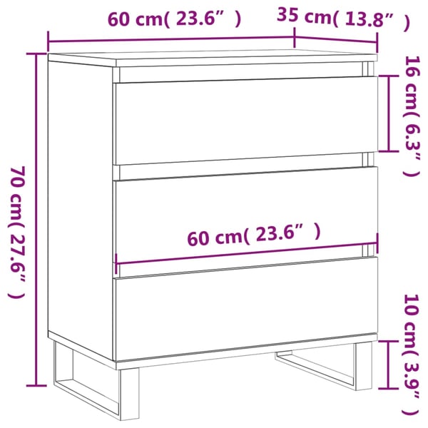 vidaXL Senkki betoninharmaa 60x35x70 cm tekninen puu