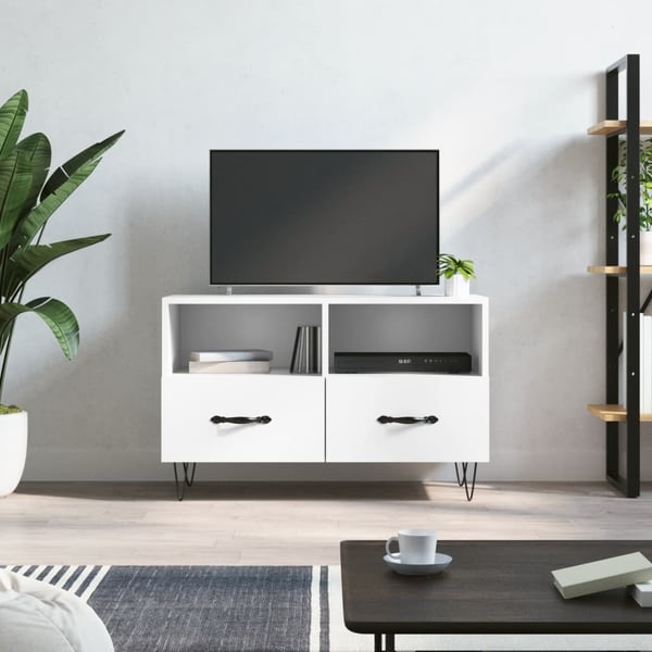 vidaXL TV-benk hvit 80x36x50 cm konstruert tre