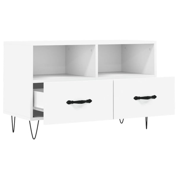 vidaXL TV-benk hvit 80x36x50 cm konstruert tre