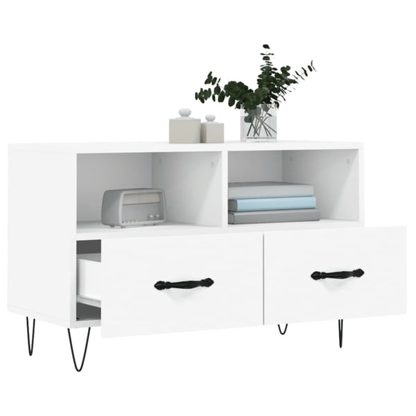 vidaXL TV-benk hvit 80x36x50 cm konstruert tre