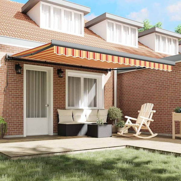 vidaXL Uttrekkbar markise gul og hvit 4,5x3 m stoff og aluminium