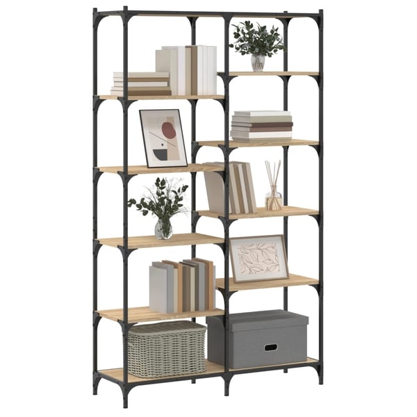 vidaXL Bokhylle sonoma eik 100x32x170 cm konstruert tre og jern