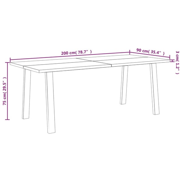 vidaXL spisebord 200x90x75 cm massivt akacietræ