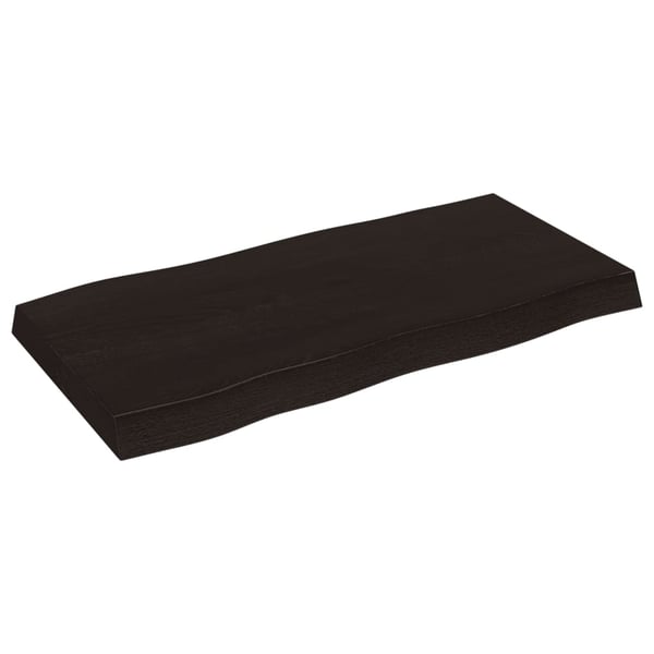 vidaXL Bordplate mørkegrå 80x40x6cm behandlet heltre eik naturlig kant