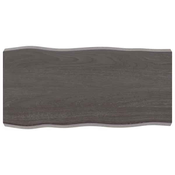 vidaXL Bordplate mørkegrå 80x40x6cm behandlet heltre eik naturlig kant