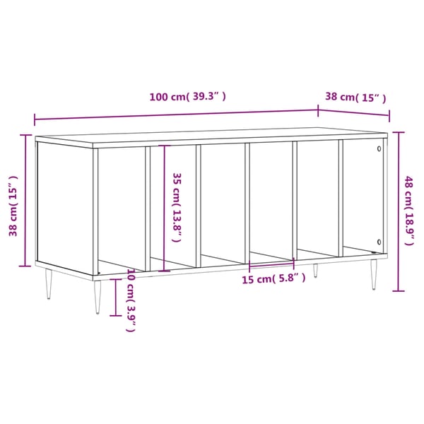 vidaXL Hifi-benk grå sonoma 100x38x48 cm konstruert tre