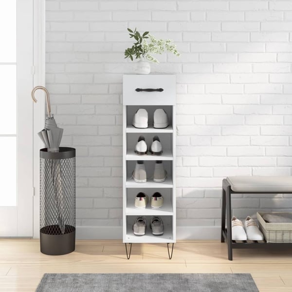 vidaXL Skohylle hvit 30x35x105 cm konstruert tre
