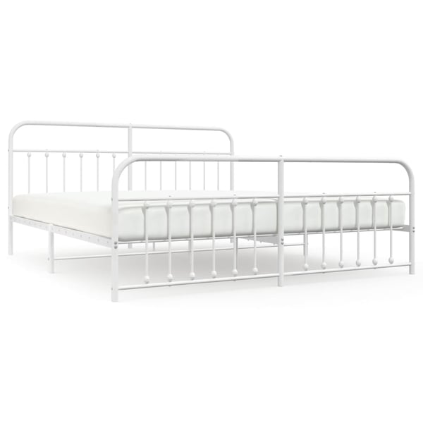 vidaXL Sengeramme i metall med hode- og fotgavl hvit 193x203 cm
