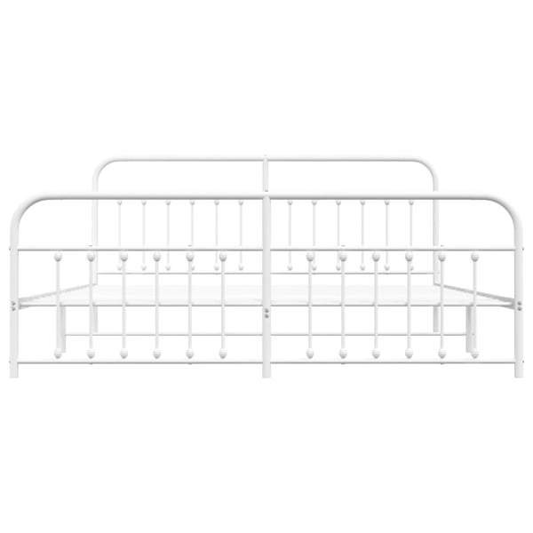 vidaXL Sengeramme i metall med hode- og fotgavl hvit 193x203 cm