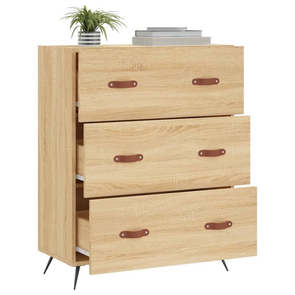 vidaXL Kommode sonoma eik 69,5x34x90 cm konstruert tre