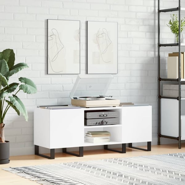 vidaXL Hifi-benk hvit 121x38x48 cm konstruert tre