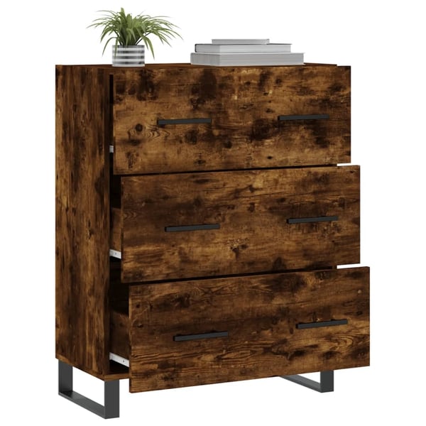 vidaXL Skjenk røkt eik 69,5x34x90 cm konstruert tre