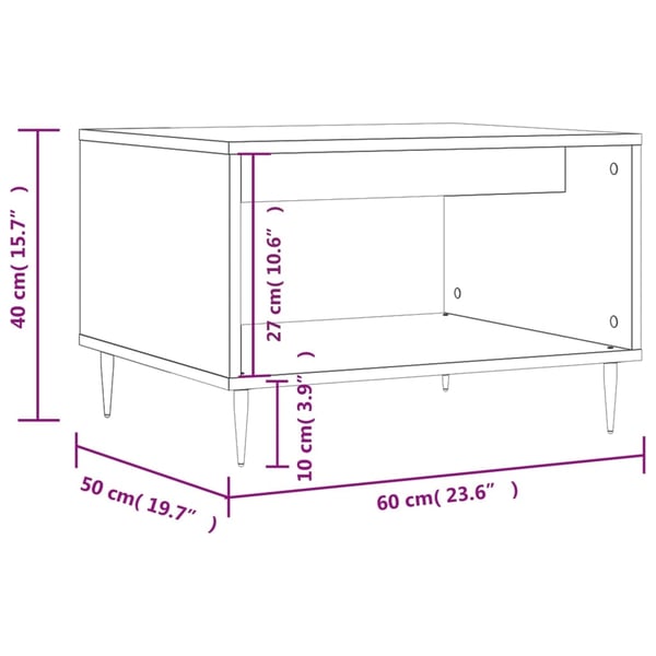 vidaXL Salongbord betonggrå 60x50x40 cm konstruert tre