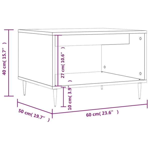 vidaXL Salongbord hvit 60x50x40 cm konstruert tre