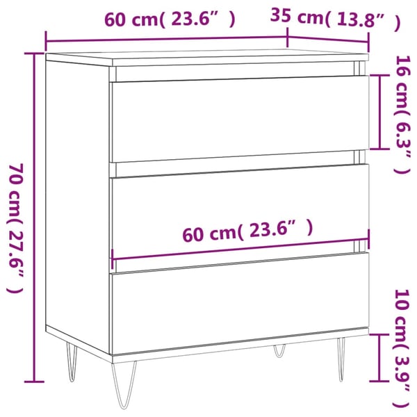 vidaXL Skjenk sonoma eik 60x35x70 cm konstruert tre