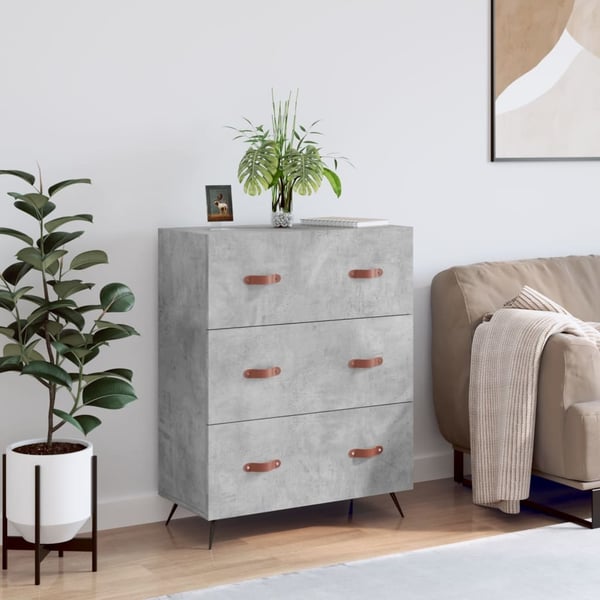 vidaXL Kommode betonggrå 69,5x34x90 cm konstruert tre