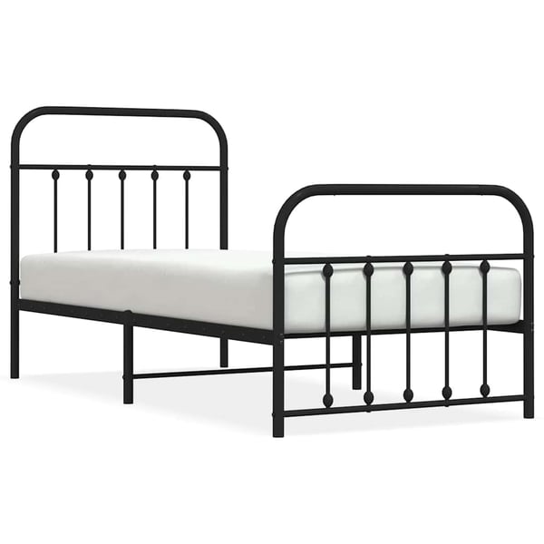 vidaXL Sengeramme i metall med hode- og fotgavl svart 90x190 cm