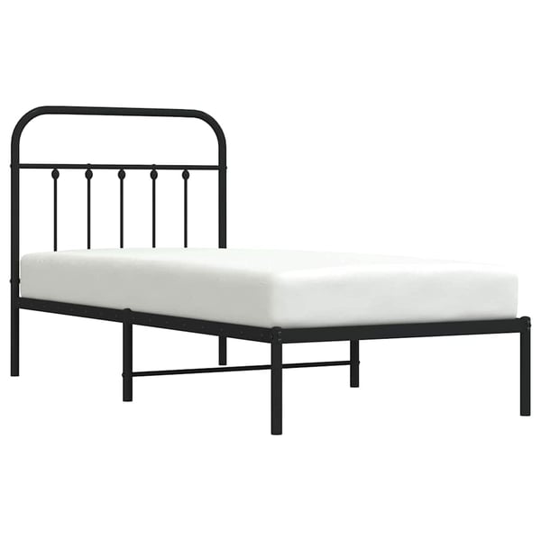 vidaXL Sengeramme i metall med hodegavl svart 90x190 cm