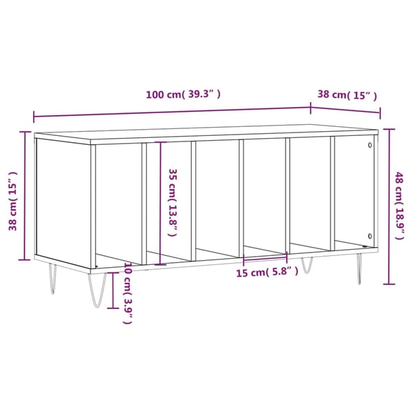 vidaXL Hifi-benk hvit 100x38x48 cm konstruert tre