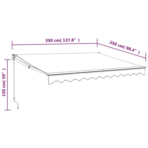 vidaXL Automatisk uttrekkbar markise antrasitt 3,5x2,5 m