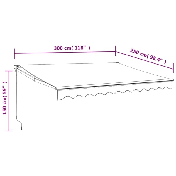 vidaXL Automatisk uttrekkbar markise kremhvit 3x2,5 m