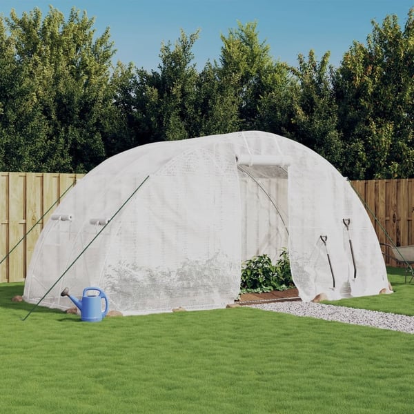 vidaXL drivhus med stålstel 10 m² 5x2x2,3 m hvid