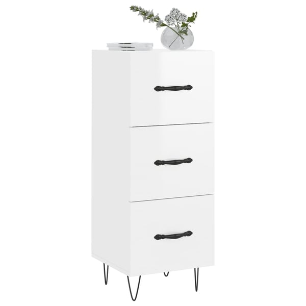 vidaXL Skjenk høyglans hvit 34,5x34x90 cm konstruert tre