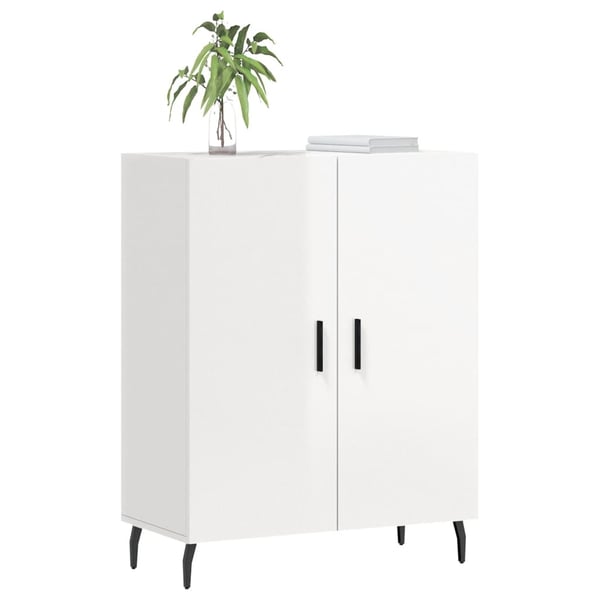 vidaXL skænk 69,5x34x90 cm konstrueret træ hvid højglans