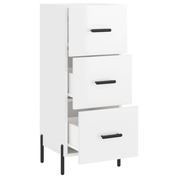 vidaXL Skjenk høyglans hvit 34,5x34x90 cm konstruert tre