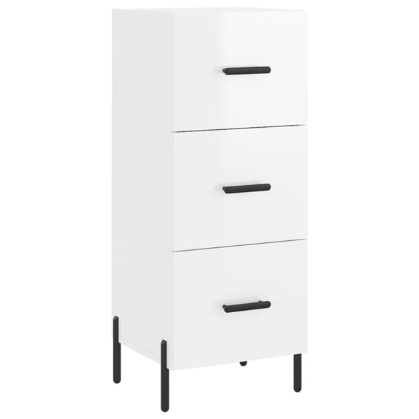 vidaXL Skjenk høyglans hvit 34,5x34x90 cm konstruert tre