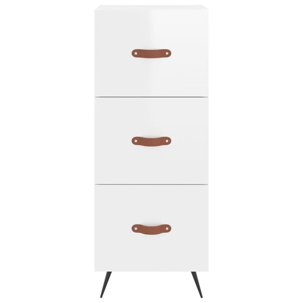 vidaXL Skjenk høyglans hvit 34,5x34x90 cm konstruert tre