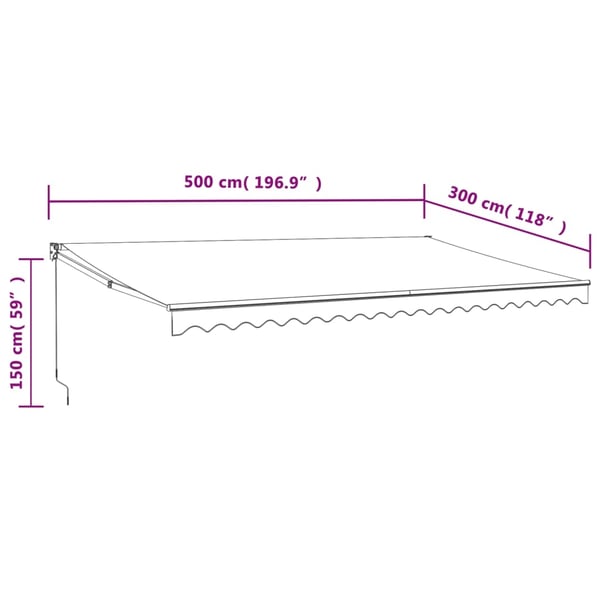 vidaXL Automatisk uttrekkbar markise kremhvit 5x3 m