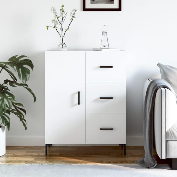 vidaXL skænk 69,5x34x90 cm konstrueret træ hvid