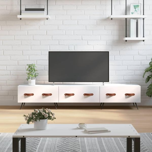 vidaXL TV-benk hvit 150x36x30 cm konstruert tre