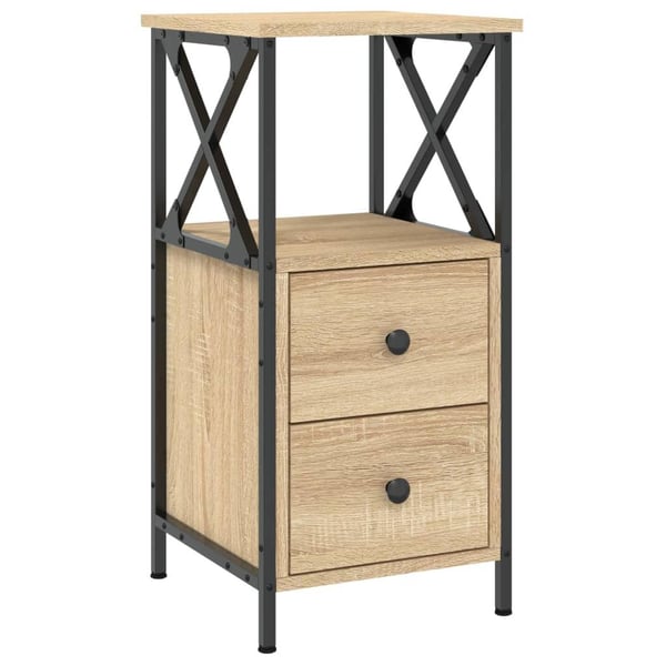 vidaXL sengeborde 2 stk. 34x35,5x70 cm konstrueret træ sonoma-eg