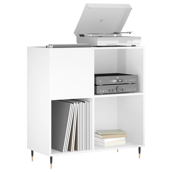 vidaXL Hifi-benk høyglans hvit 84,5x38x89 cm konstruert tre