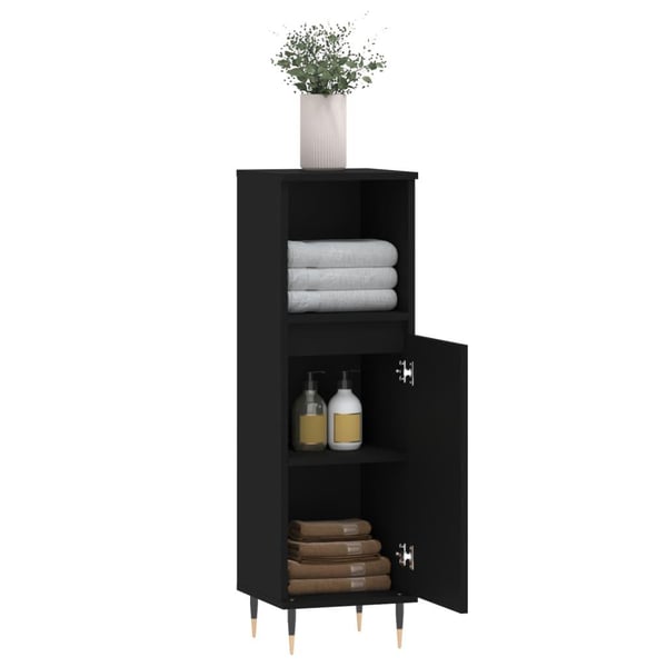 vidaXL Baderomsskap svart 30x30x100 cm konstruert tre