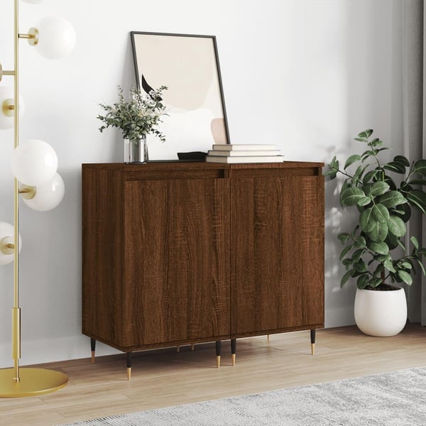 vidaXL skænke 2 stk. 40x35x70 cm konstrueret træ brun egetræsfarve