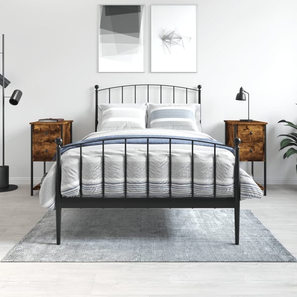 vidaXL sengeborde 2 stk. 32x42x70 cm konstrueret træ røget egetræ