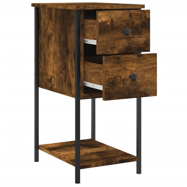 vidaXL sengeborde 2 stk. 32x42x70 cm konstrueret træ røget egetræ