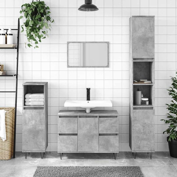 vidaXL badeværelsesskab 80x33x60 cm konstrueret træ betongrå