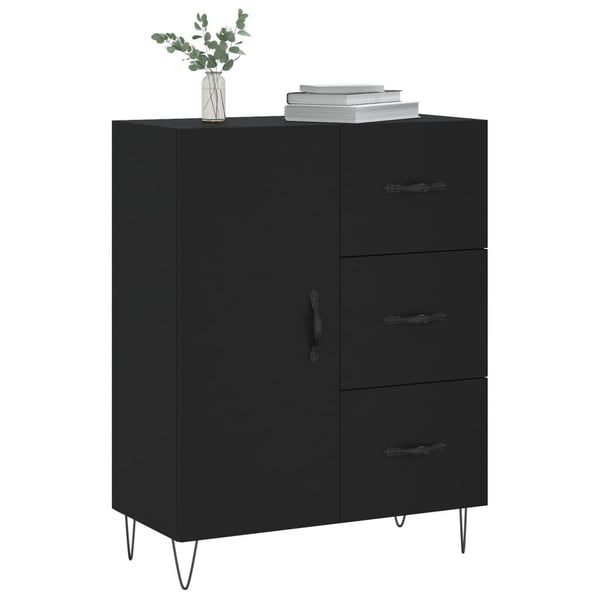 vidaXL skænk 69,5x34x90 cm konstrueret træ sort